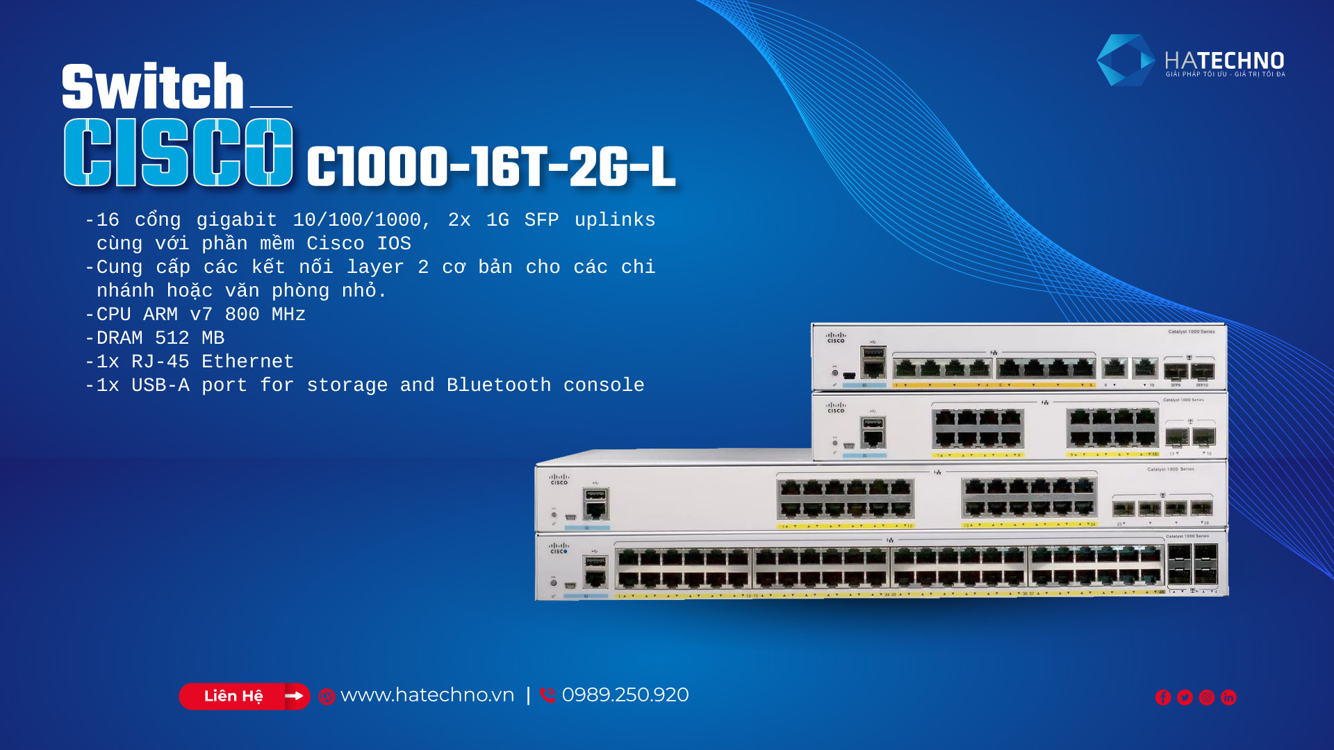 Switch Cisco C1000 16T 2G L