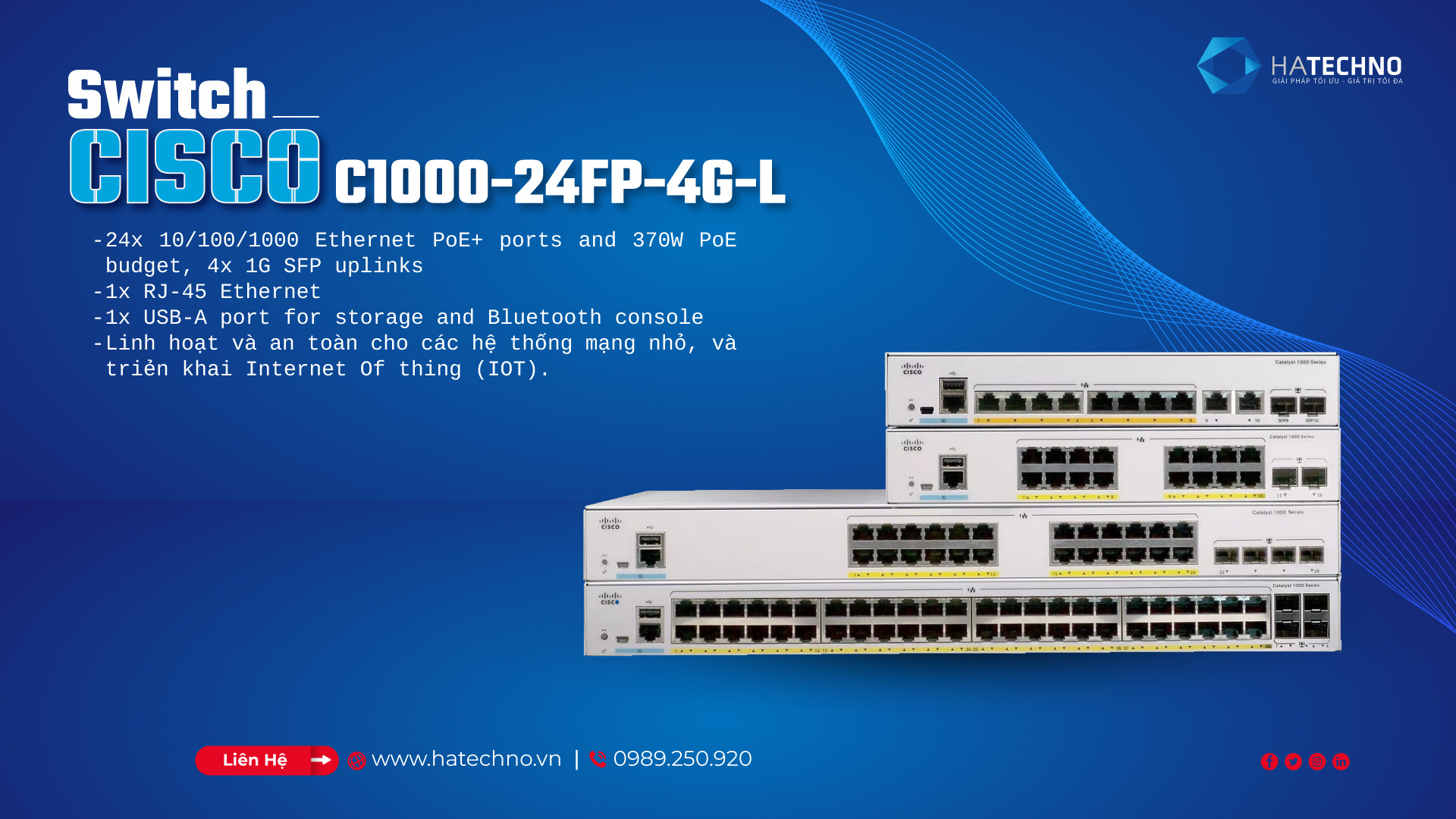 Switch Cisco C1000 24FP 4G L