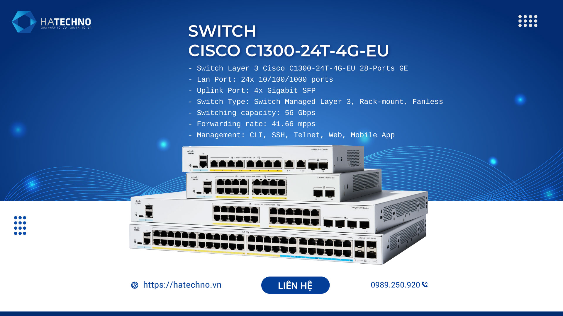 Switch Cisco C1300 24T 4G EU