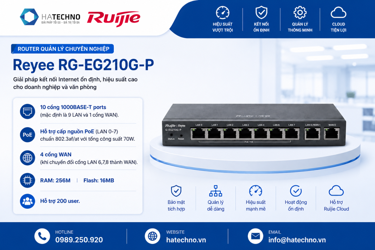 Router Ruijie Reyee RG-EG210G-P – 10 Cổng Gigabit