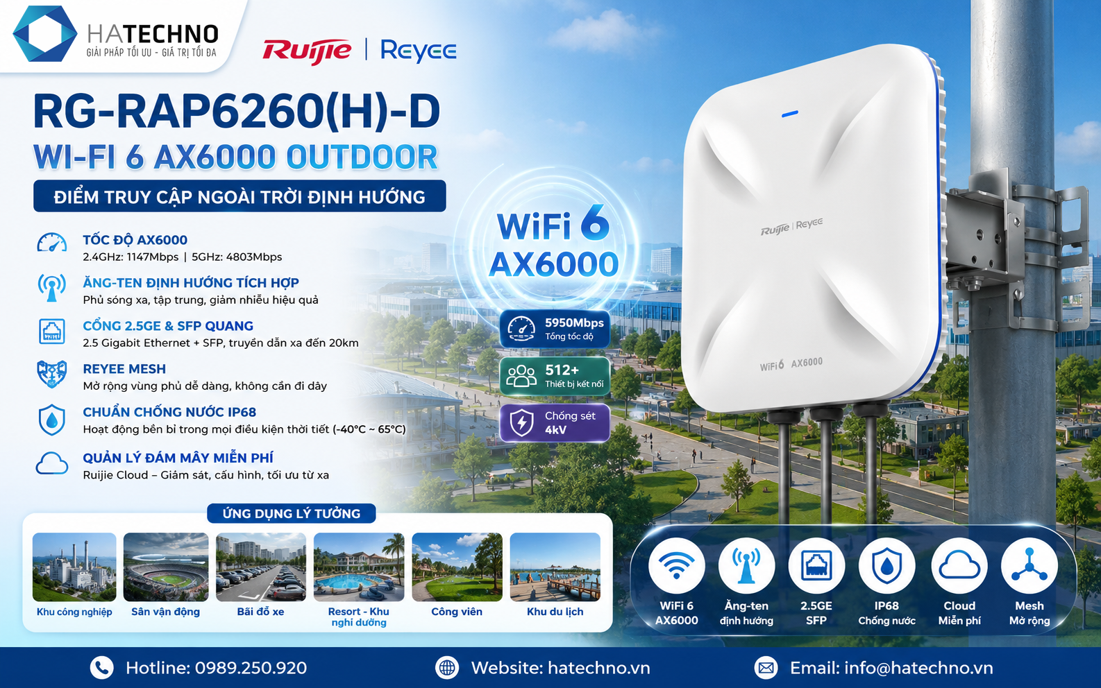 Bộ phát Wifi Ruijie Reyee RG-RAP6260(H)-D