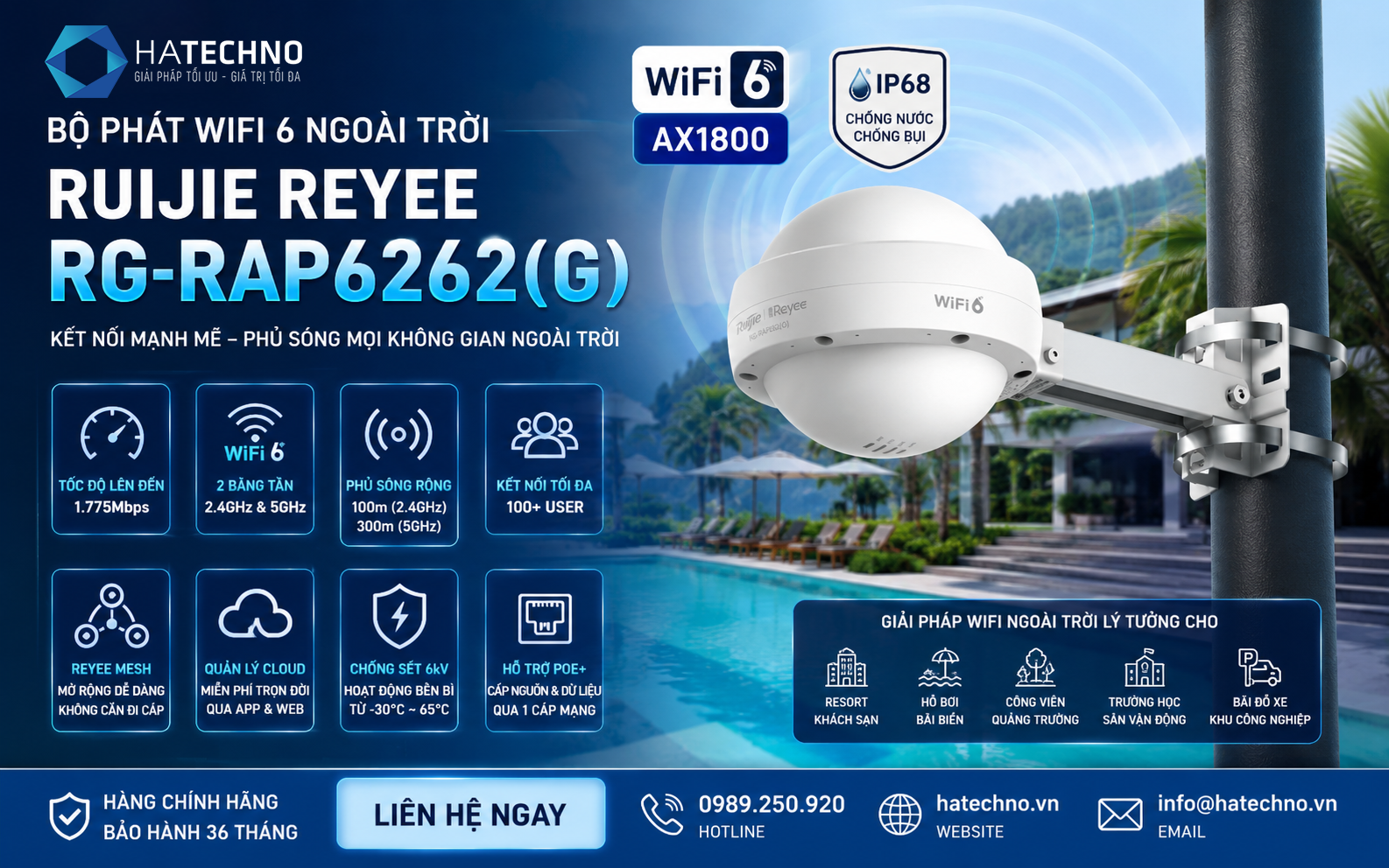 Bộ Phát WiFi 6 Ruijie RG-RAP6262(G) Chính Hãng